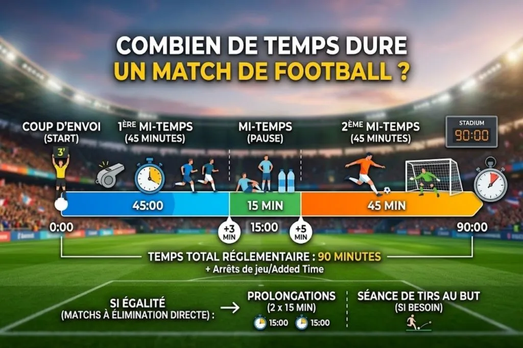 combien de temps dure un match de foot